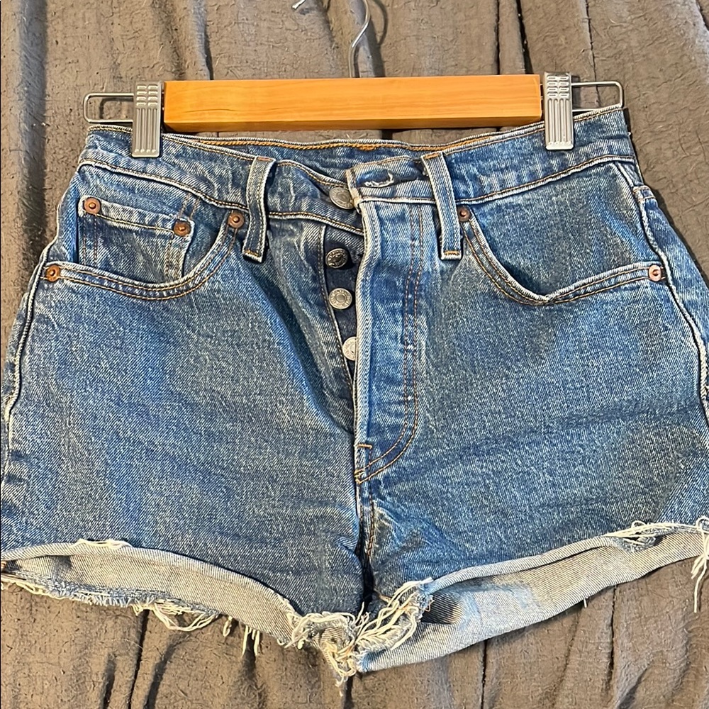 Levi's 501 Blue Jean Shorts Distressed Cut-Off Style